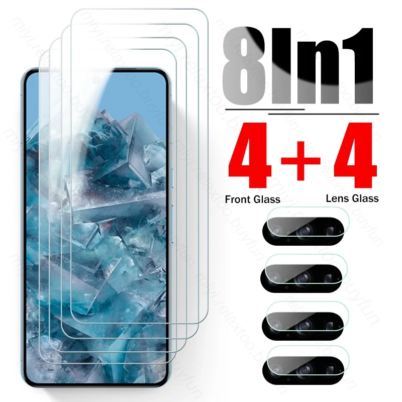 Pixle 8 Pro 5G Case 8 In 1 Camera Lens Protective Glass For Google Pixel8 Pixel 8a 8Pro 5G Screen Protector Tempered Glass Cover