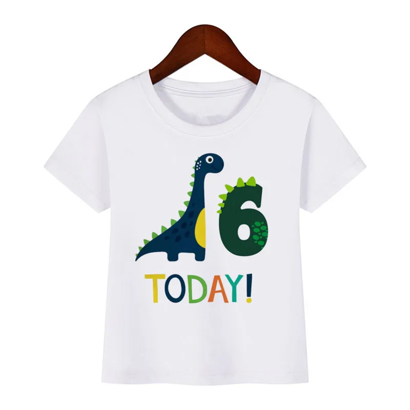 Boys Dinosaur Birthday Number Cartoon T Shirt Children Happy Birthday Dino Present T-shirt Boy Girl Animal Funny Gift Kid Tshirt