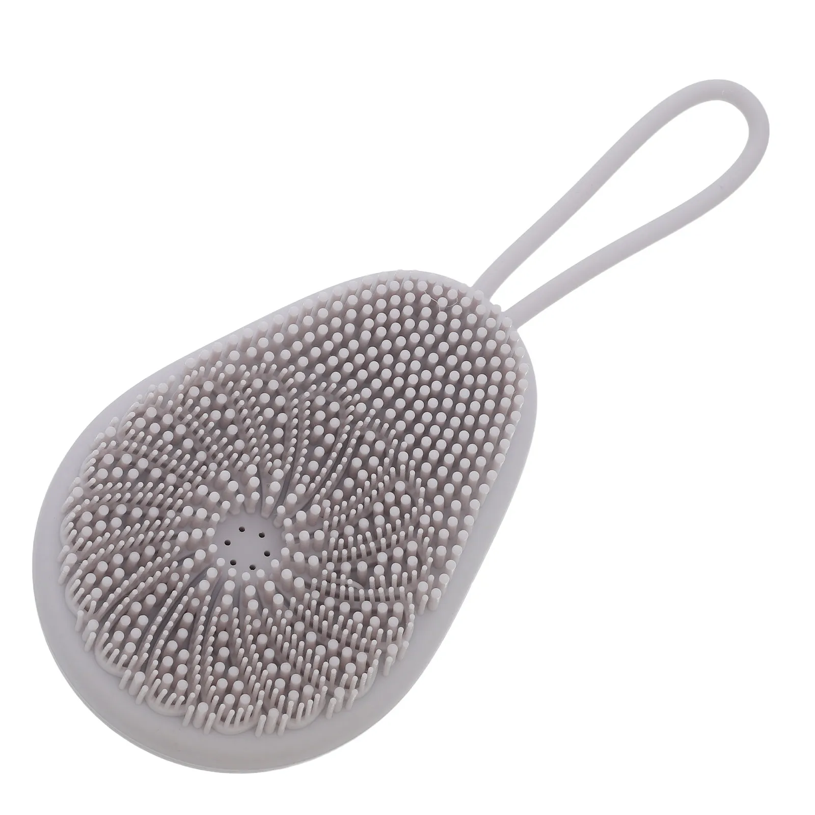 

Soft Silicone Body Scrubber Light Grey Sensitive Skin Exfoliating Bath Brush Portable Shower Scrubber Avocado Design Deep