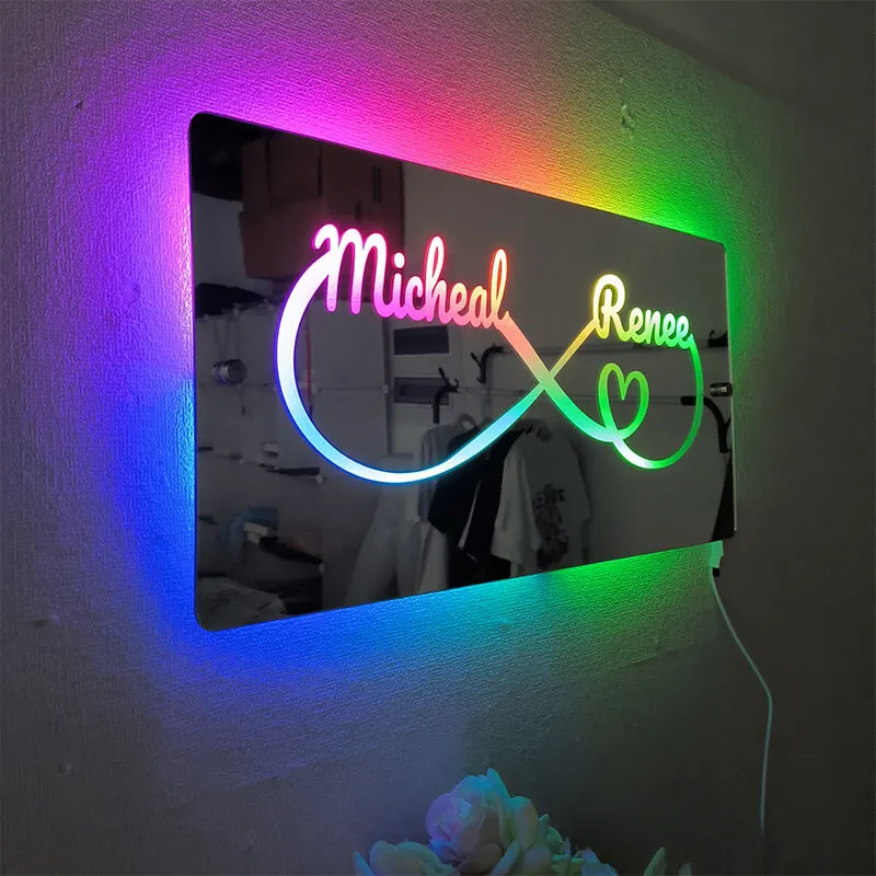 Personalized Infinity Mirror Night Light with Names