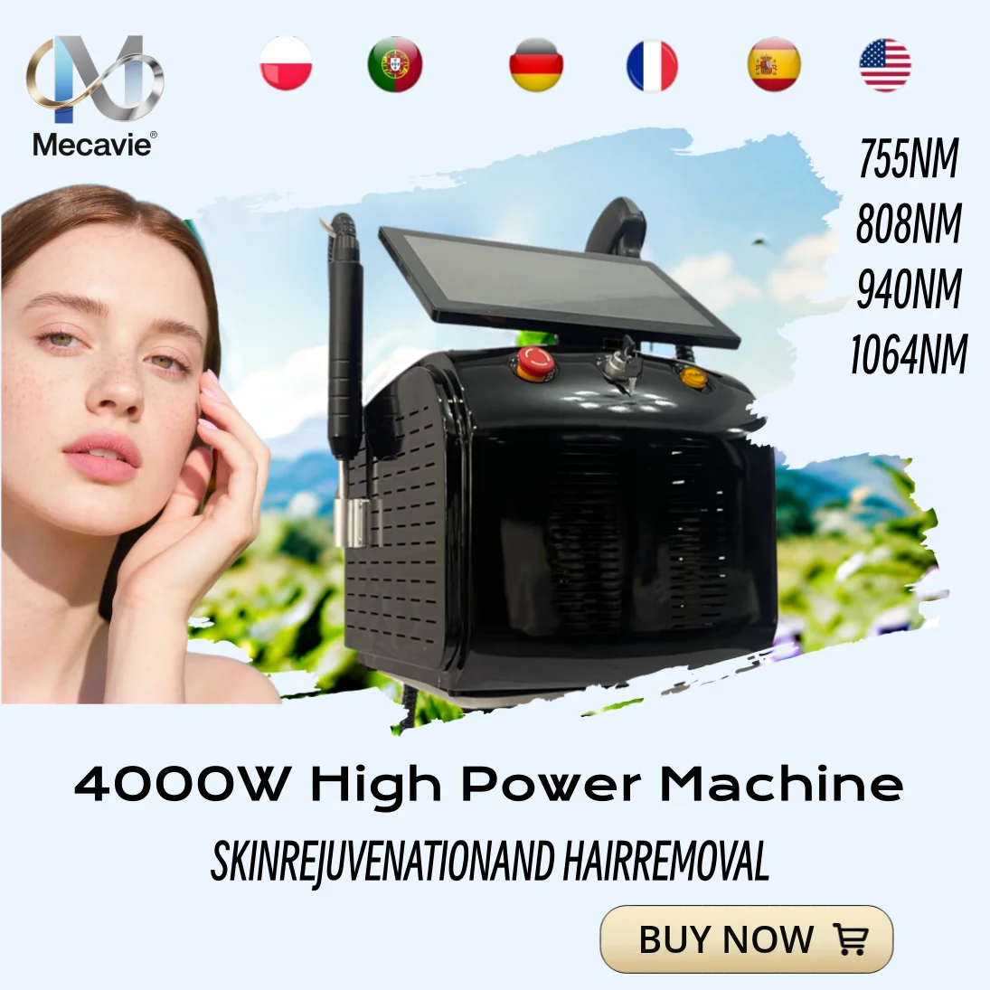 

New 2-in-1 Diode Laser Hair Remova Diode Laser Hair Remover Picosecond Tattoo Removal Ice Cooling System for Painless Permanent