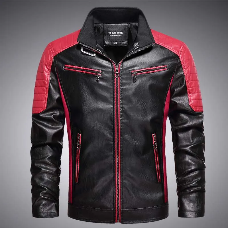 

Casual PU Leather Jackets for Men Outdoor Windproof Outerwear Fashion Trend Motorcycle Jacket Coats Comfortable Turn-down Collar