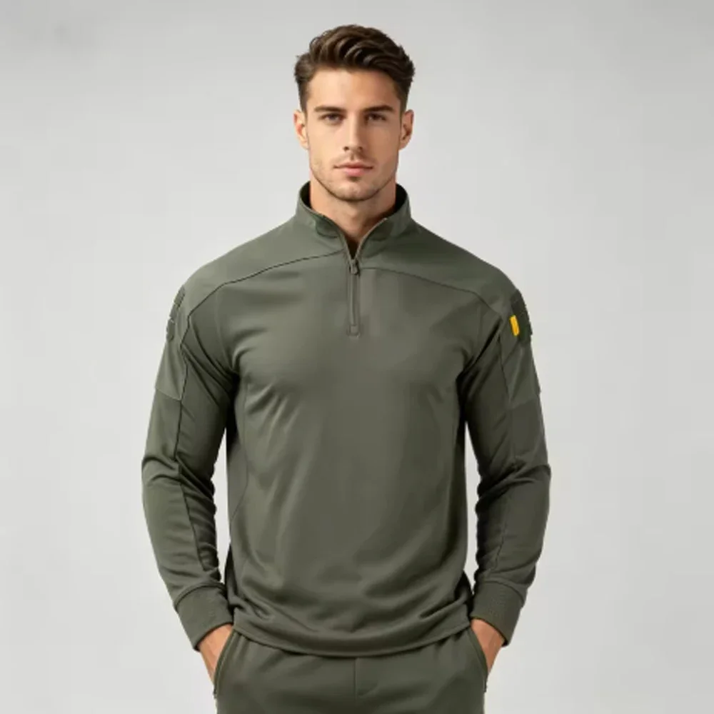 Tough Guy Men's Tactical Long Sleeve Shirt 1/4 Zip Military Combat Top Breathable Quick Dry Outdoor Hiking Hunting Work Shirt