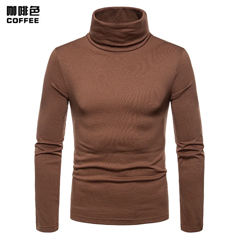 Winter T Shirt For Men Long Sleeve Tshirts Turtleneck Thermal Underwear High Quality Soft Thin fleece keep warm Shirt Homme 4xl