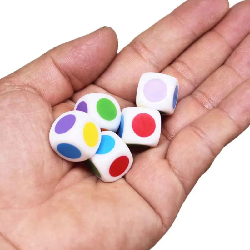 10 Uds. Dados de seis caras con puntos de colores 16MM juego divertido Para niños suministros de enseñanza en el aula Juegos Didácticos Para Niños