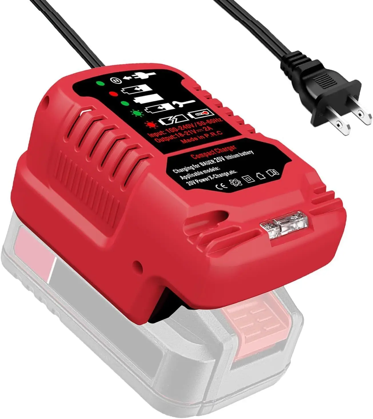 Estação de Carregador de Bateria Portátil com Indicador Led Mini Carregador para Bauer Bateria Li-ion 20v Bateria Não Incluída