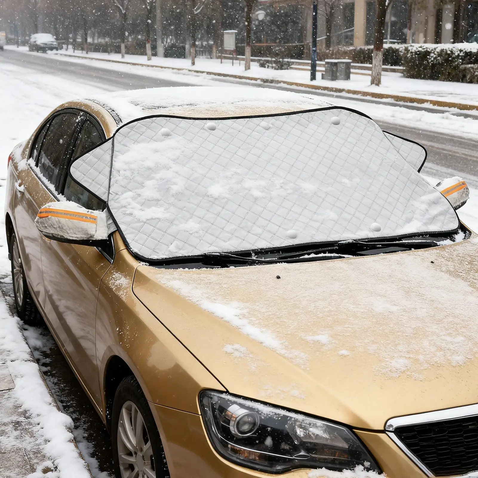 

Car Windshield Cover For Ice And Snow 4-Layer Magnetic Waterproof Protector Car Windshield Cover For Indoor Outdoor SUVs Trucks