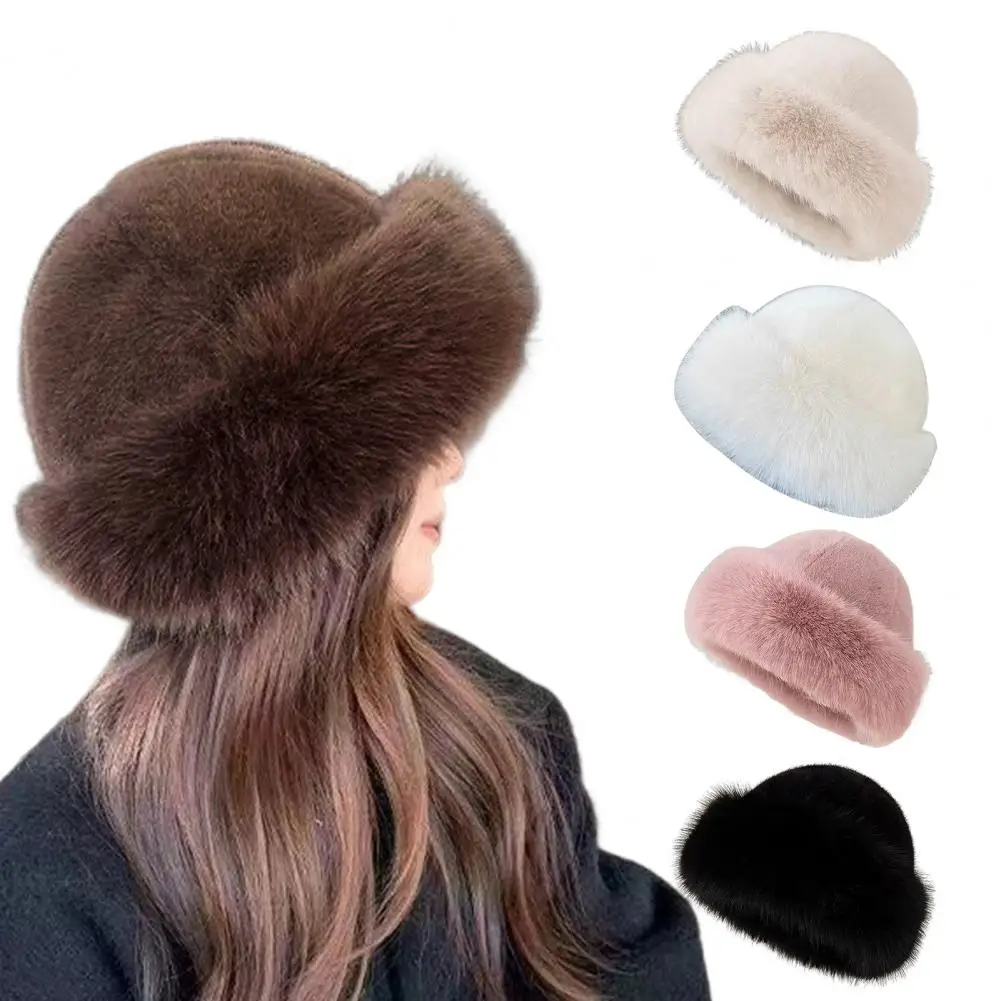 Winter Hat Plush Edge Winter Bucket Hat for Women with Head Circumference Thickened Warm Headwear for Wear Lightweight Winter