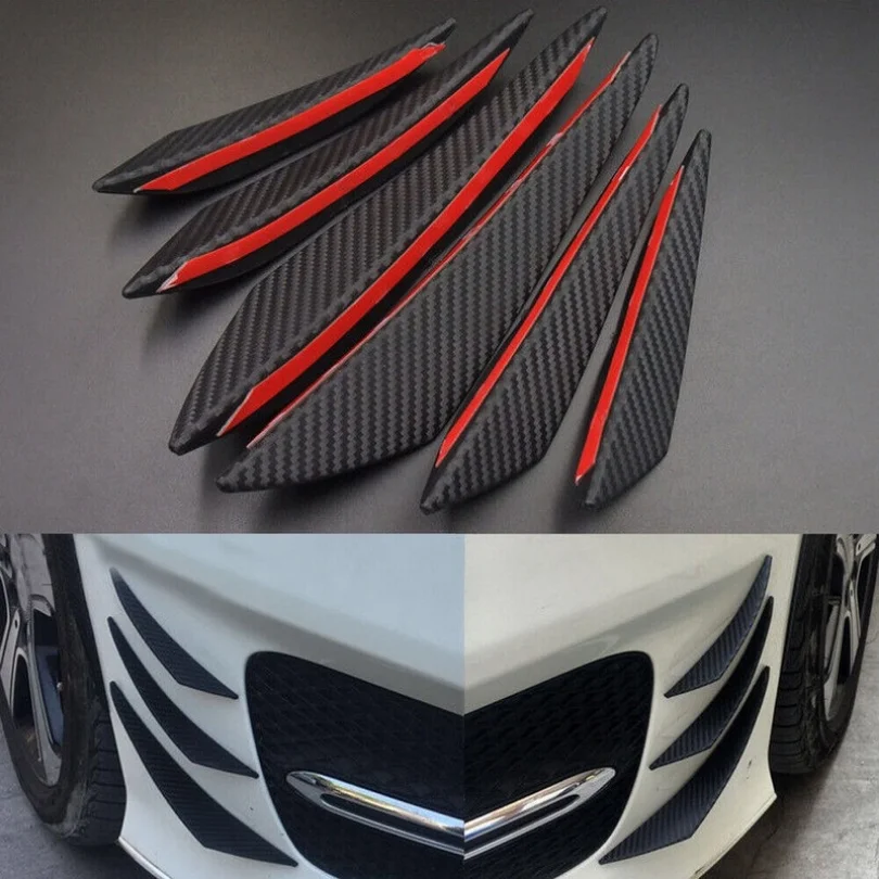 

6 x carbon fiber look car front бампер canards diffuser lip splitter аксессуары-плавники