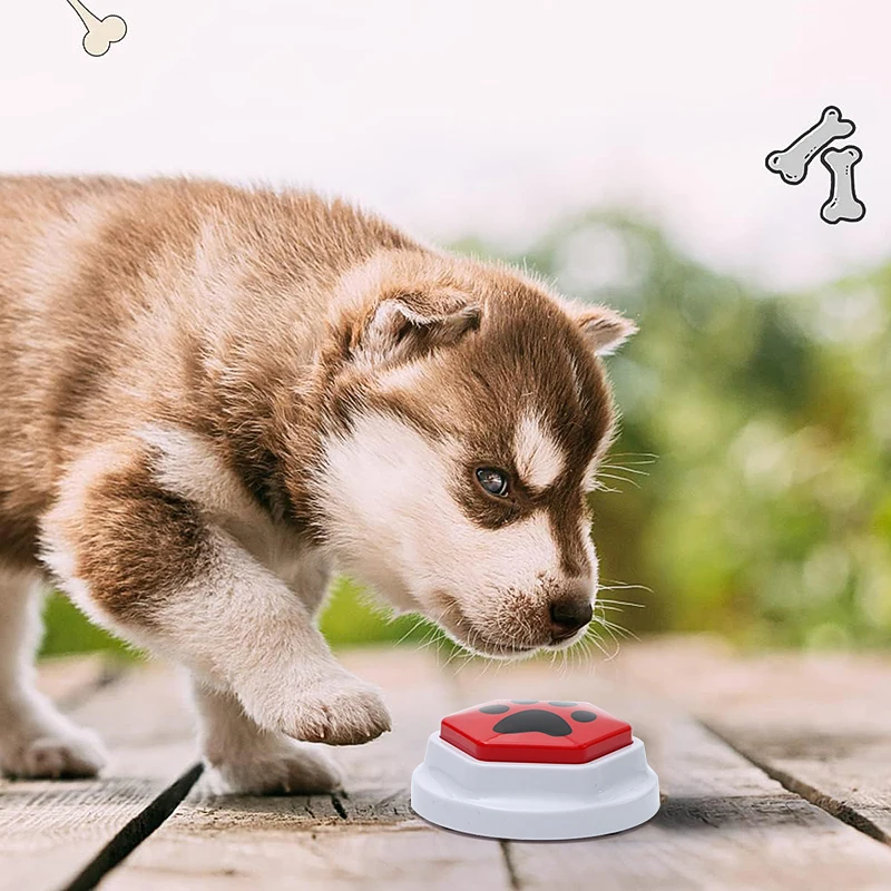 Dog Recordable Talking Sound Button Dog Toy Interactive Voice Buttons For Communication Hexagonal Paw Print Pattern Dog Training