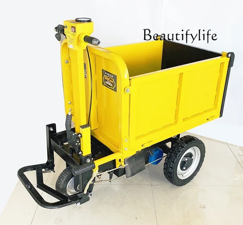 Electric Vehicle Engineering Vehicle Three Wheels Lorry Three Open the Bucket Solid Tire Construction Site Handling Turnover