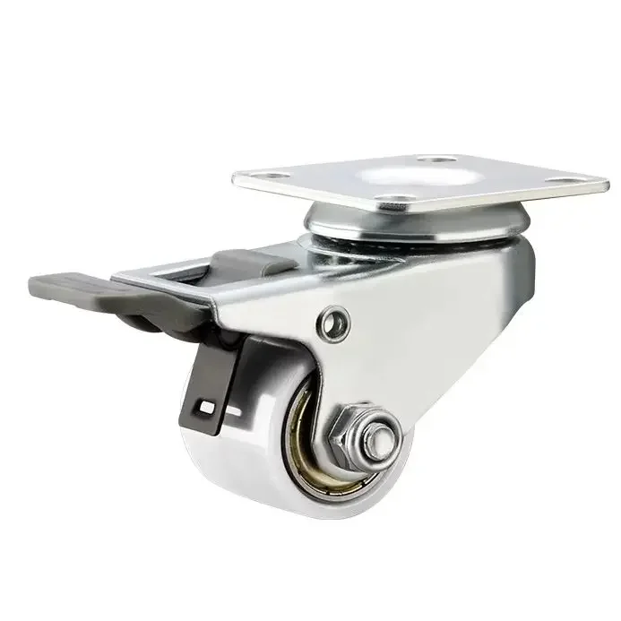 4-Pcs 1.2 Inch Low-Profile Heavy-Duty Industrial Caster Wheels for Cabinet Small Rolling Casters with Brakes And Bearings