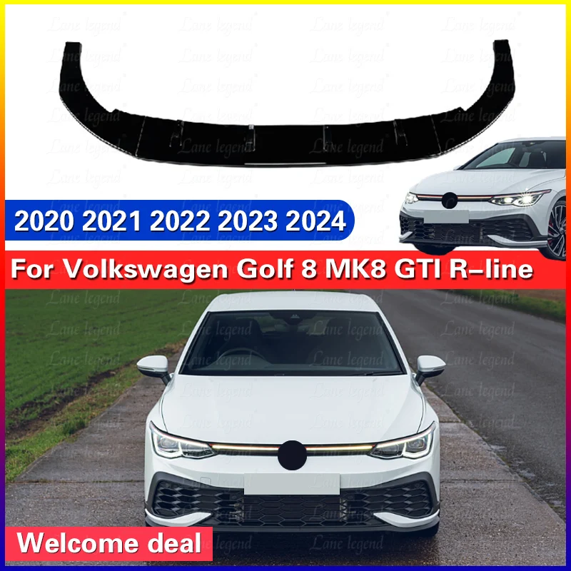 

For VW Golf 8 MK8 GTI GTE GTD Rline 2020-2024 Front Bumper Lip Splitter Body Kit Spoiler Splitter Maxton Style Trim