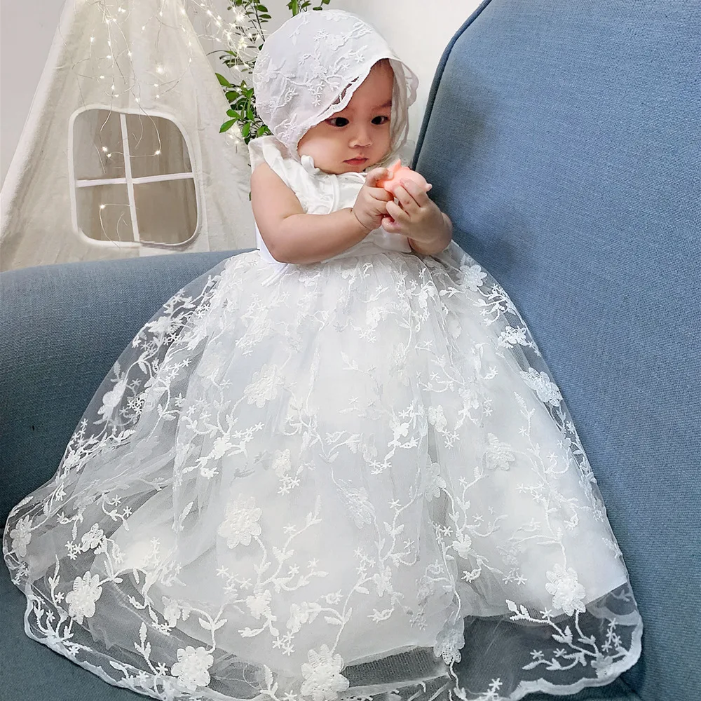 

First Birthday Celebration Dress Lace Princess Gowns Flower Children's Dress Cute Skirt Suitable For Little Babies