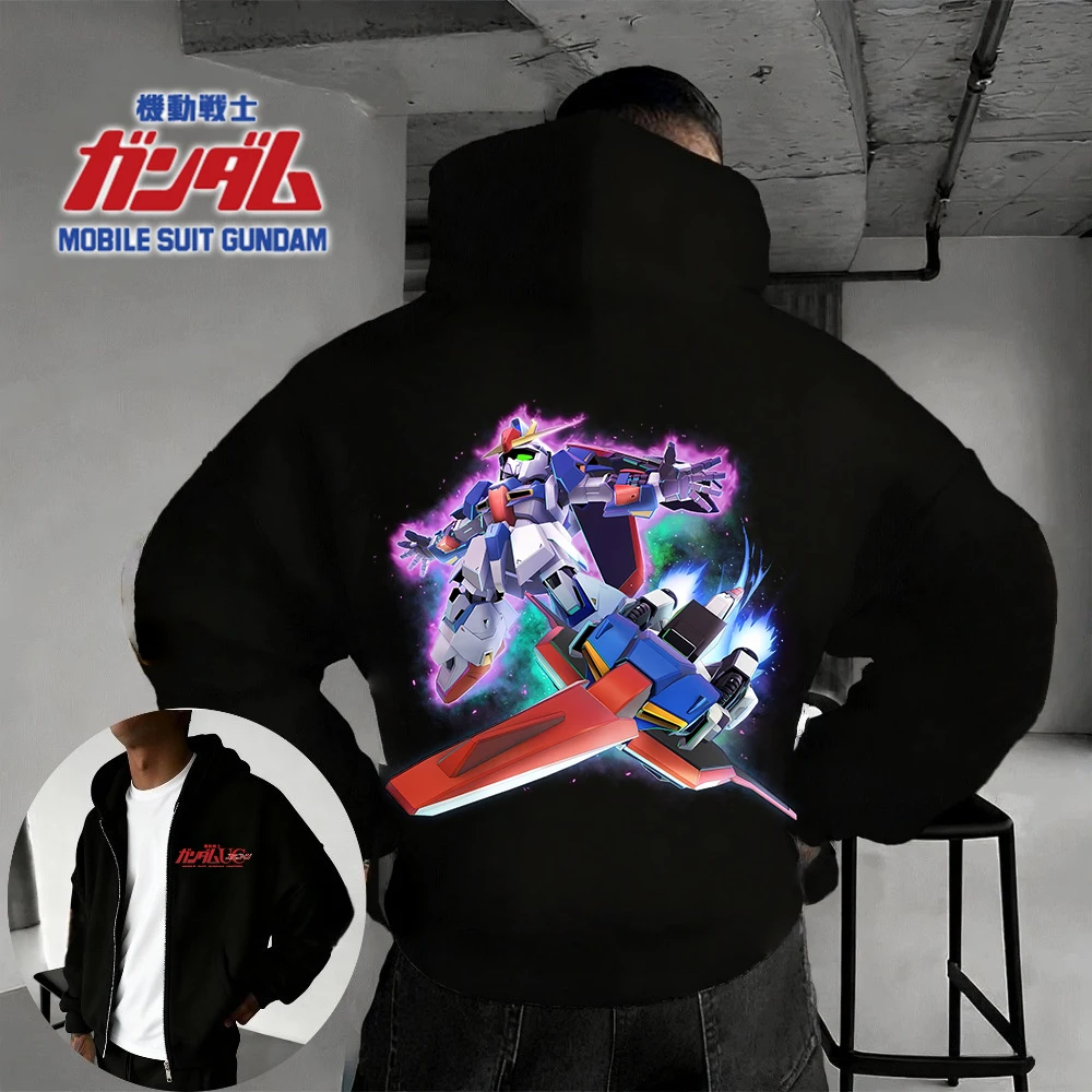 

The 2025 Autumn and Winter Bestsellers Are The Gundam Series Anime Costume Pattern Printed Pure Cotton 100% Casual Zipper Hoodie