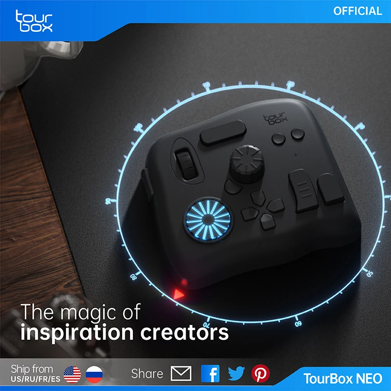 TourBox NEO-controlador de edición avanzado para dibujo Digital, edición de fotos y vídeo, oficial