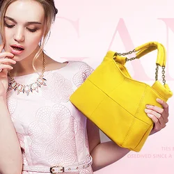 2025 Women's Genuine Leather Handbag Top Layer Cowhide Fashion Crossbody Bag with Chain Shoulder Strap