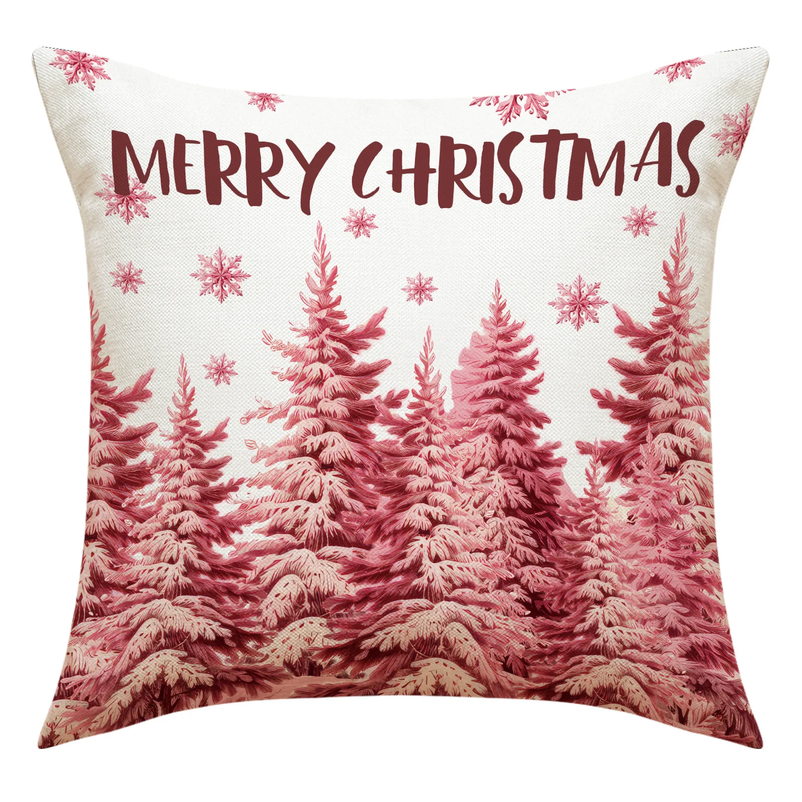 1PCS Pink Moose Christmas Pillow Cover Linen Letter Printed Holiday Decoration Living Room Sofa Cushion Cover Cushion Cover