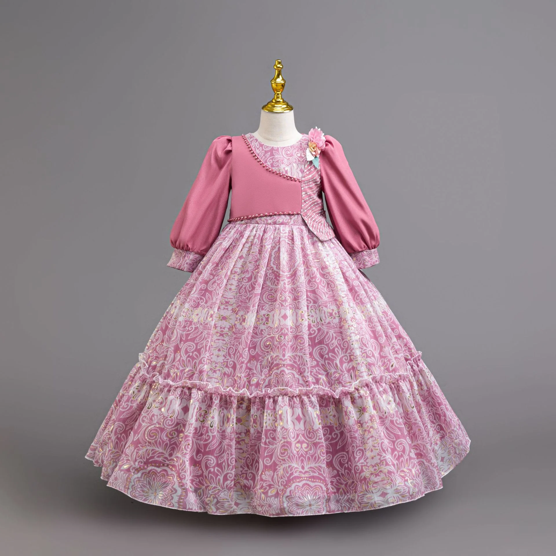 

4-12 year old girl autumn chiffon floral princess dress carnival birthday party Formal Occasion Dresses Girl's Ceremonial Dress