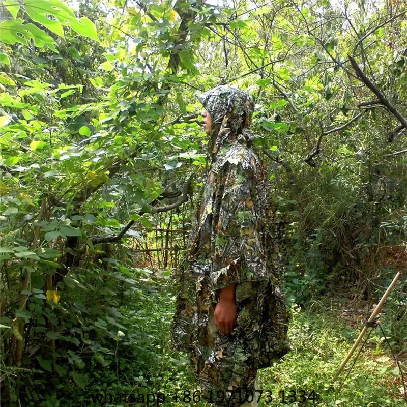 -Hunting Tactical 3D Camouflage Poncho Cloak Tree Leaves Camo Ghillie Suit