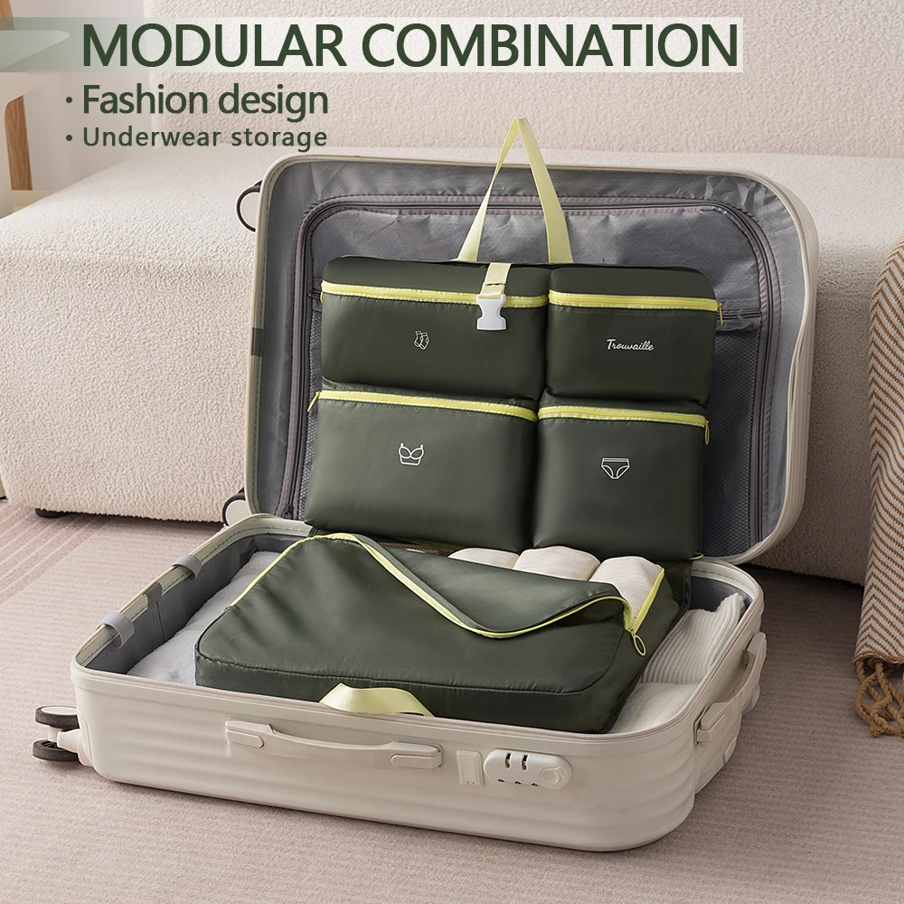 

Seven-in-One Travel Organizer Bag for Luggage, Clothing, Underwear, and Undergarments - Travel Bag with Divided Compartments for