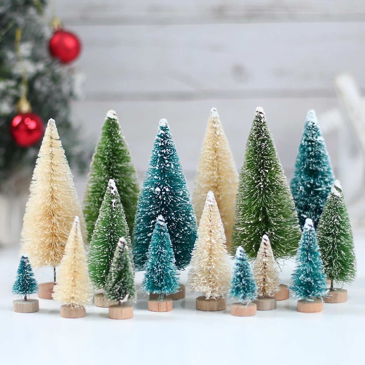 8pcs Artificial Mini Christmas Tree Merry Christmas Decoration For Home 2024 Small Sisal Xmas Ornaments Navidad  Tabletop Decor