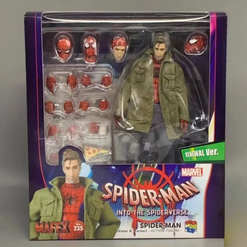 

In Stock Original Mafex 235 Spider Into the Spider Verse No. 235 Spider Peter B. Parker Renewal Ver Anime Action Toys