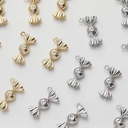 6PCS 14K Gold Plated Exquisite Smooth Candy Brass Pendant Jewelry DIY Making Supplies Material Accessories