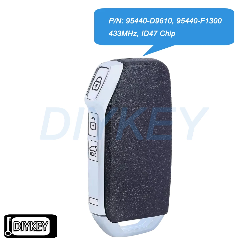 

3 кнопки смарт-брелок с дистанционным управлением, чип ID47 433 МГц для KIA Sportage 2019 2020 2021 2022 Артикул: 95440-D9610, 95440-F1300