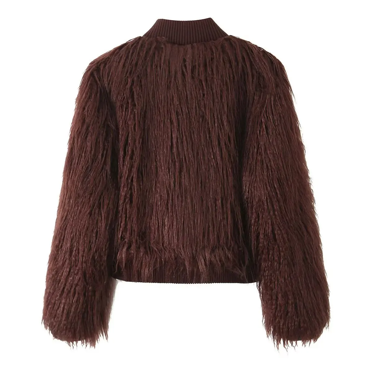 European and American Fashion Artificial Fur Effect Long-sleeved Woolen Jacket 2025 Spring and Autumn New Product