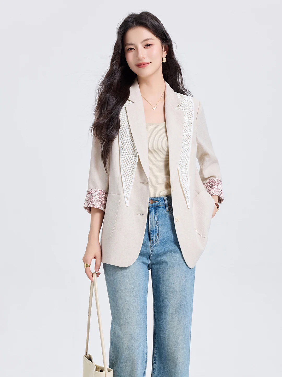 Business Women's Suit Jacket Summer Commute Style Seven Sleeve Simple Elegant Professional Polyester Fiber Half 
