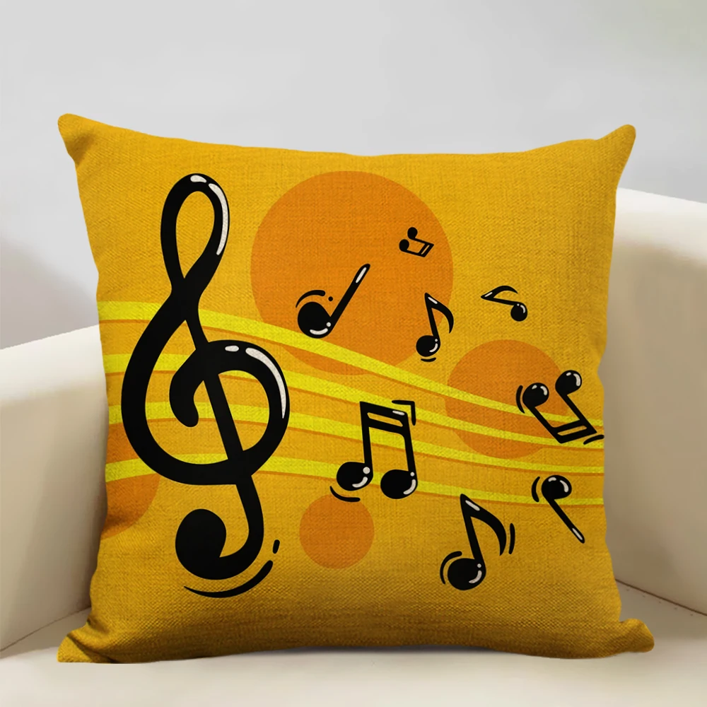 Sofa Pillow Music Score Design Pattern Cushion Cover Home Living Room Decorative Pillow Cover 45x45cm Linen Chair Cushion Cover