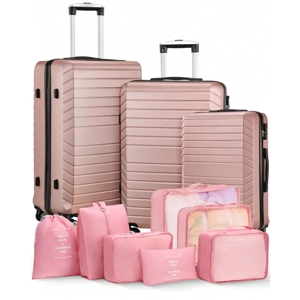 

Набор из 3 предметов: чемоданы из ABS-пластика с жестким корпусом и колесами-спиннерами, 7 органайзеров для упаковки багажа, сетчатые дорожные сумки-кубы