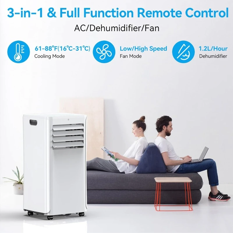 Portable Air Conditioners Cool Up To 550 Sq.Ft,Unit with Remote Control/Installation Kits Screwdriver/24HrsTimer for Home/Offic