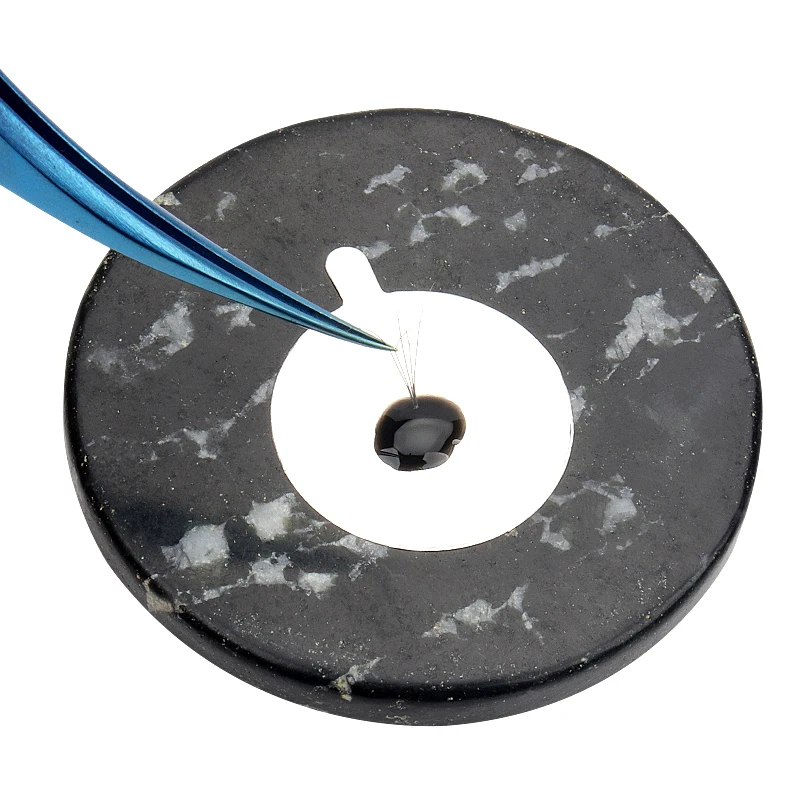 Paleta de pegamento para extensión de pestañas, piedra de Jade verde y negro, reutilizable, bandeja adhesiva, soporte para almohadilla, accesorios de maquillaje, 5cm