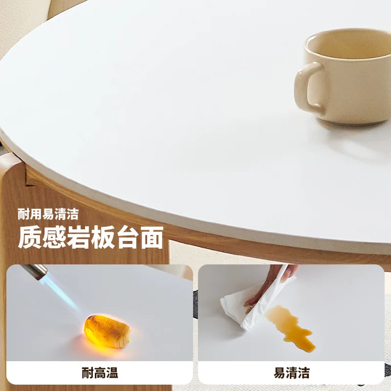Living room household log style tea table small apartment sofa edge rock slab round ash wood solid wood coffee table
