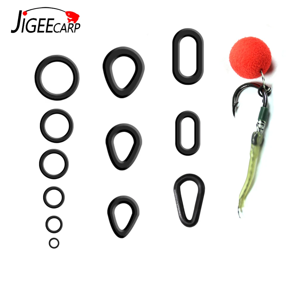 

Jigeecarp 50pcs Carp Fishing Boilie Bait Rings Matte Black Pop Ups Hair Rig Ring Terminal Tackles Fishing Accessories