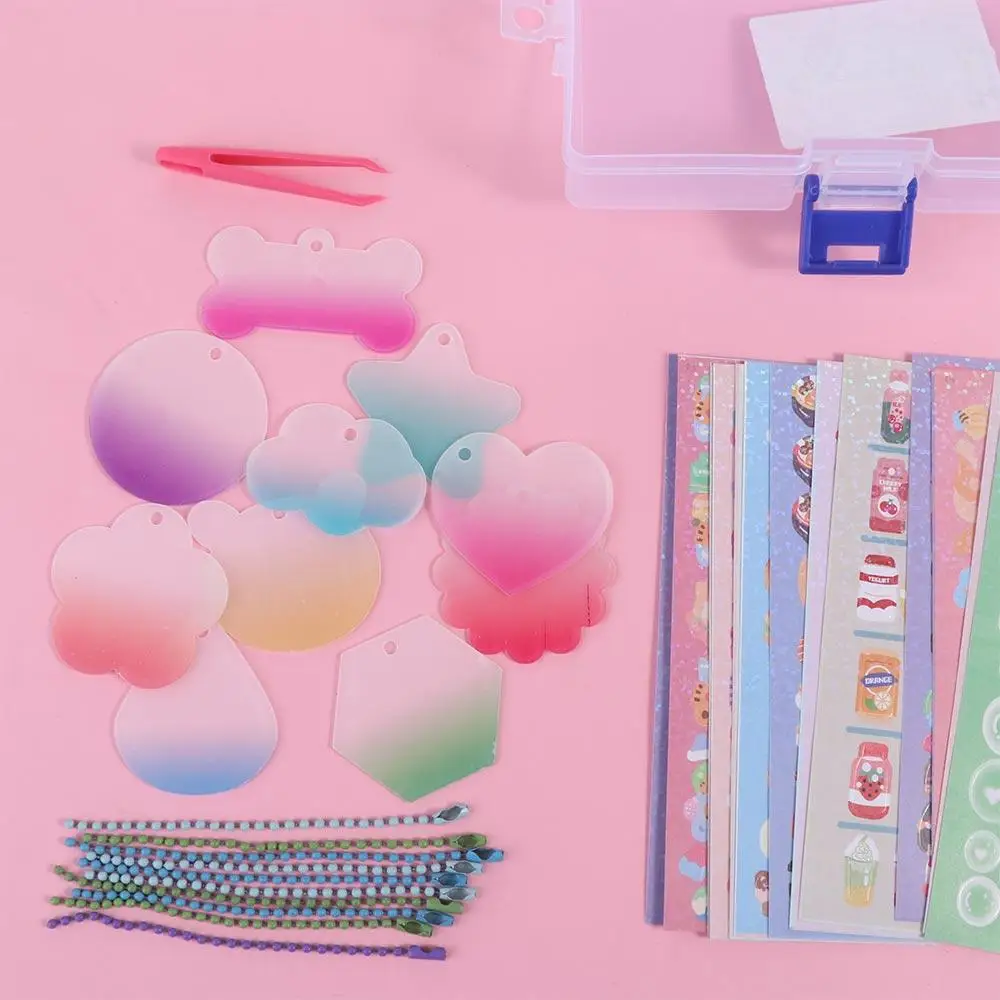 収納ボックス スクラップブッキング ハンドブック フルセット DIY キーホルダー作成キット DIY ハンドブック 素材 ステッカー DIY キーリング グカ ステッカーセット