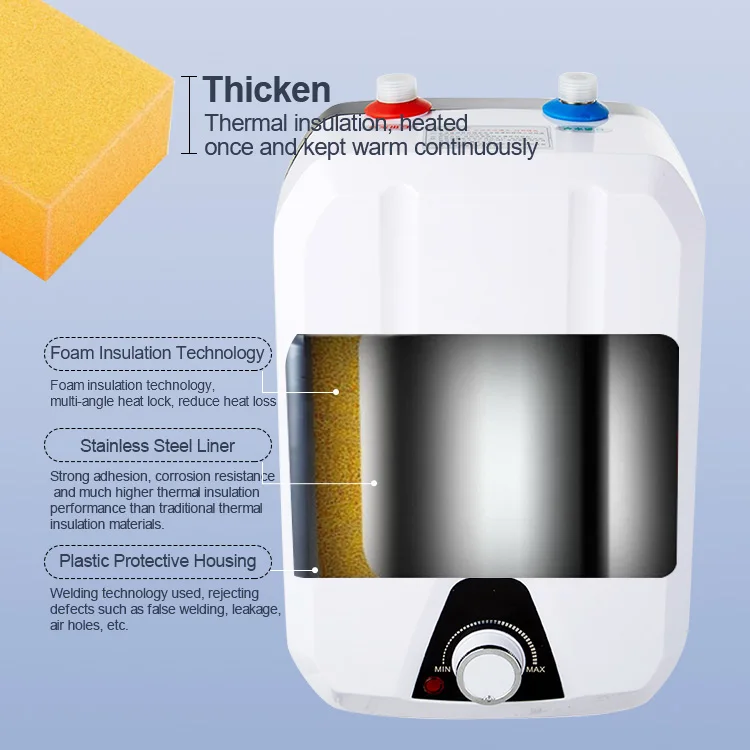 CE Stainless Steel Under Sink Counter with tank  Commercial  6 Liter  1.5kw  Undersink Water Heater