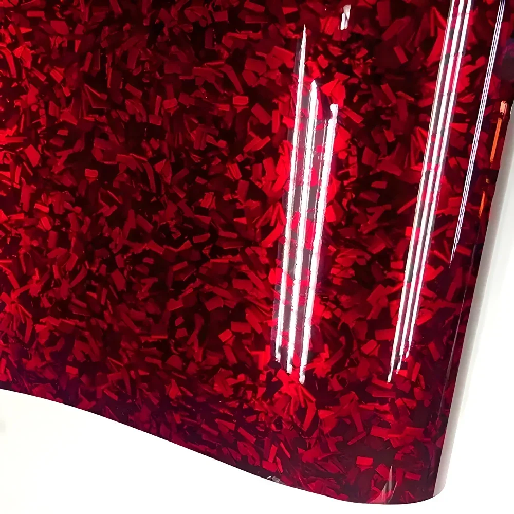 High Glossy Forged Carbon Fiber Vinyl Film Red Crystal Self-Adhesive Wrap Foil Car Motorcycle Hood Sticker Decal Auto Accessorie