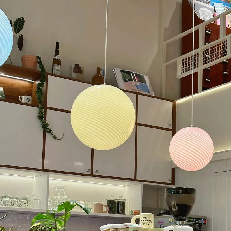 Nordic Colored Bubble Glass Ball Pendant Light Used For Restaurant Bar Counter Bedroom Children's