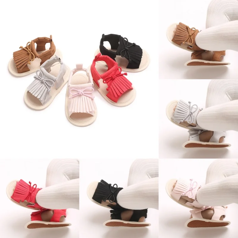 

Fashionable Tassel Newborn Baby Girl Sandals Cute Summer Soft Soled Princess Flat Shoes Baby Anti Slip First Step Walking 0-18M