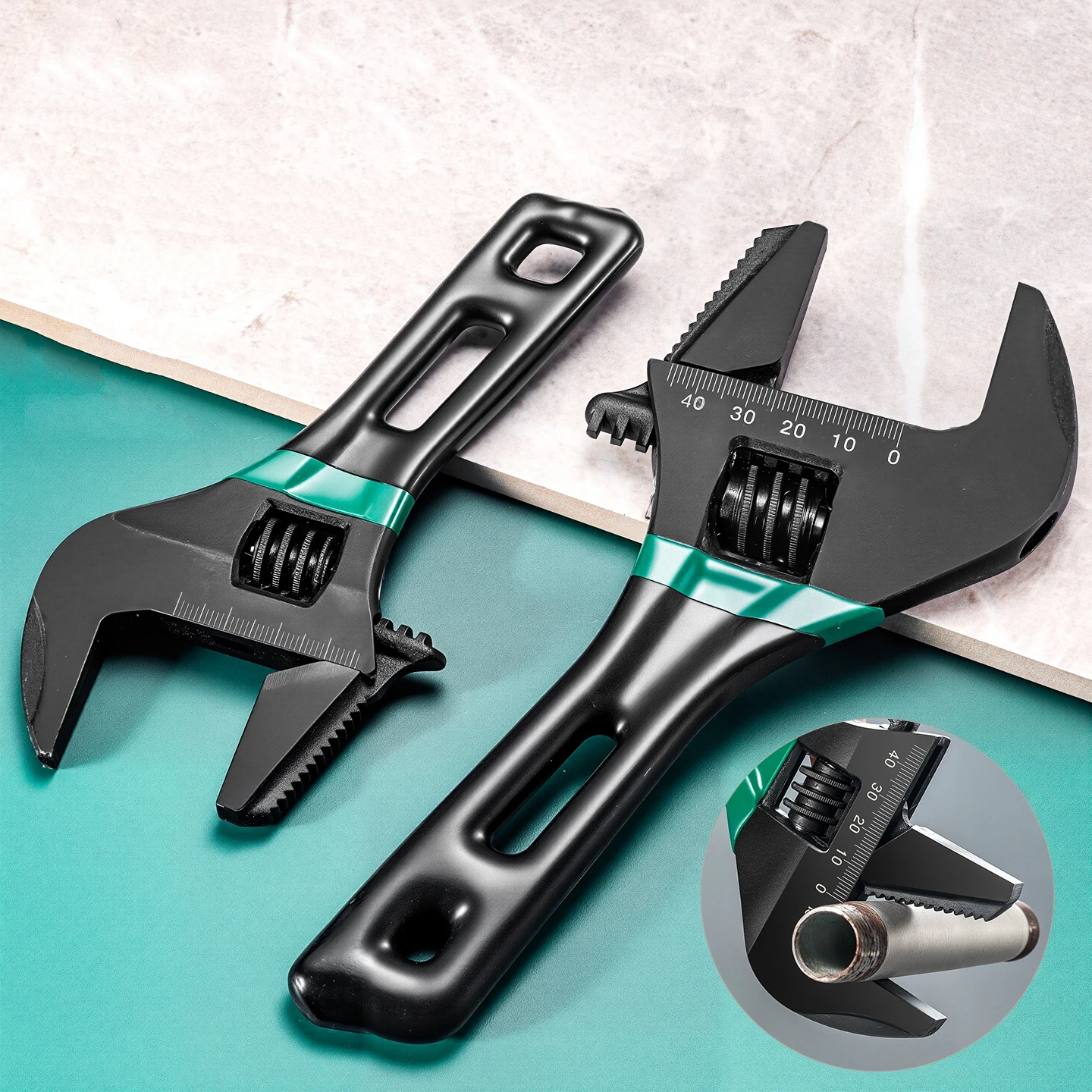 6/8” Short Handle Adjustable Wrench Oversized Open Bathroom Wrench Mini Small Board Large-diameter Adjustable Short Handle