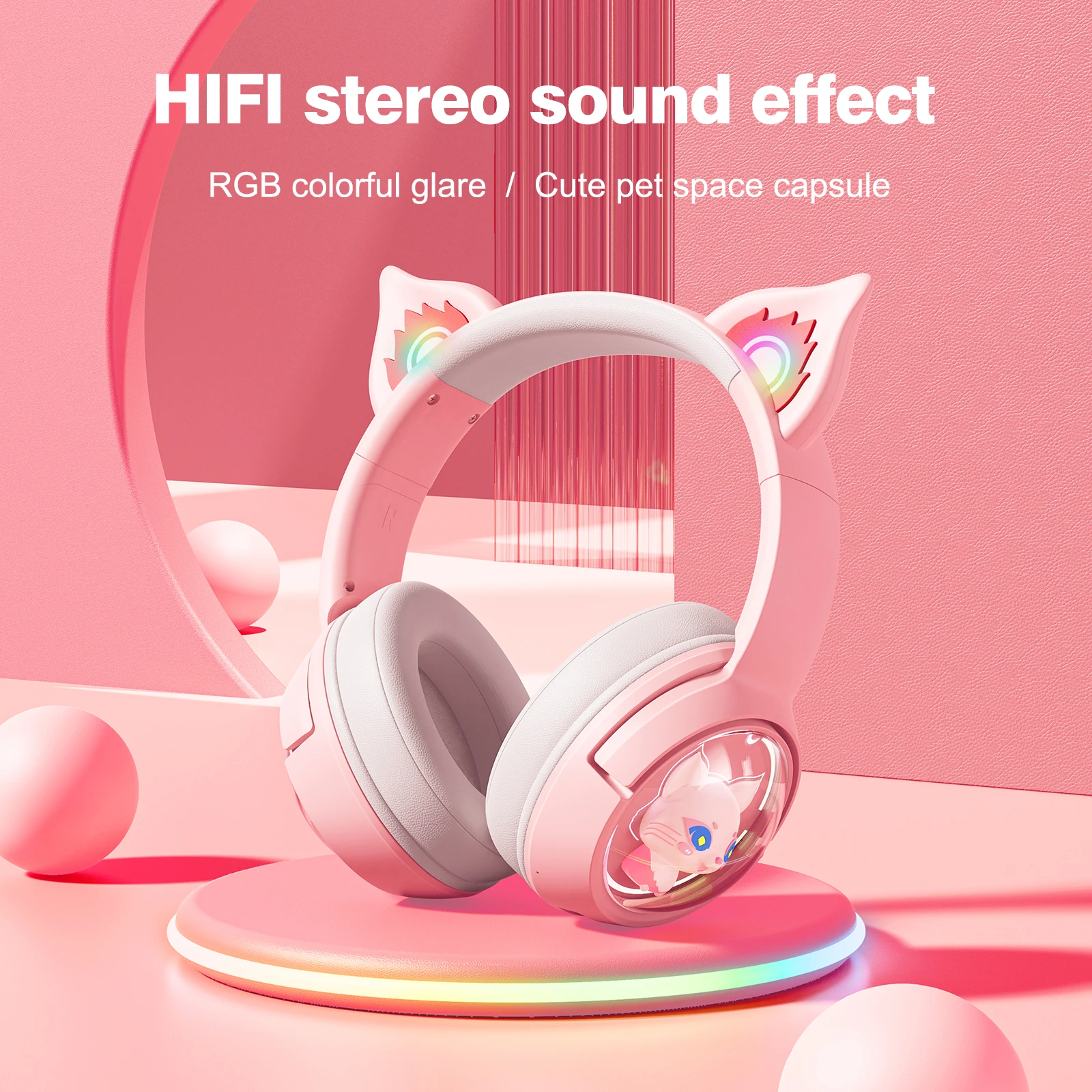 ONIKUMA 2.4GHz Wireless Headphone RGB Light HIFI Sound Quality Surround Sound Over-Ear Wired Headset Gamer for PC Gaming Xbox