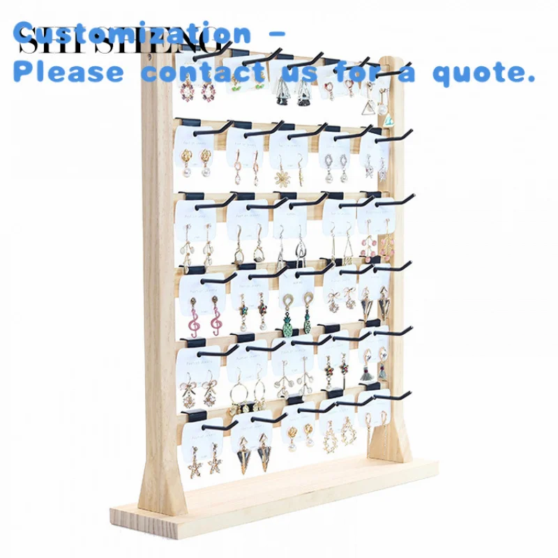 

custom.SHI SHENG Wooden Earring Holder Stand Store Display Necklace Jewelry Organizer Tray Showcase Stand Storage Box