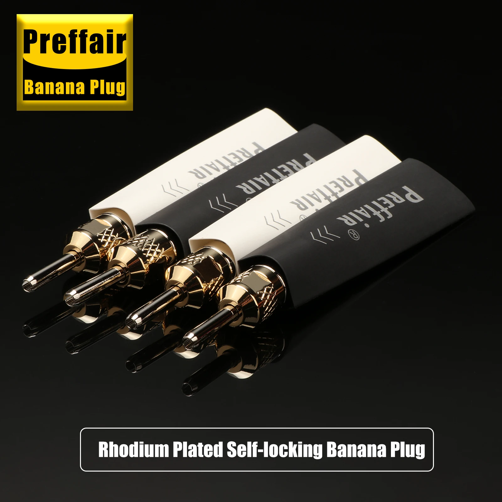 Preffair BA1481R High-End rhodiumbeschichteter, selbstverriegelnder Bananenstecker für Lautsprecherkabel für DIY-Lautsprecherkabel Audio/Video – Detail 2