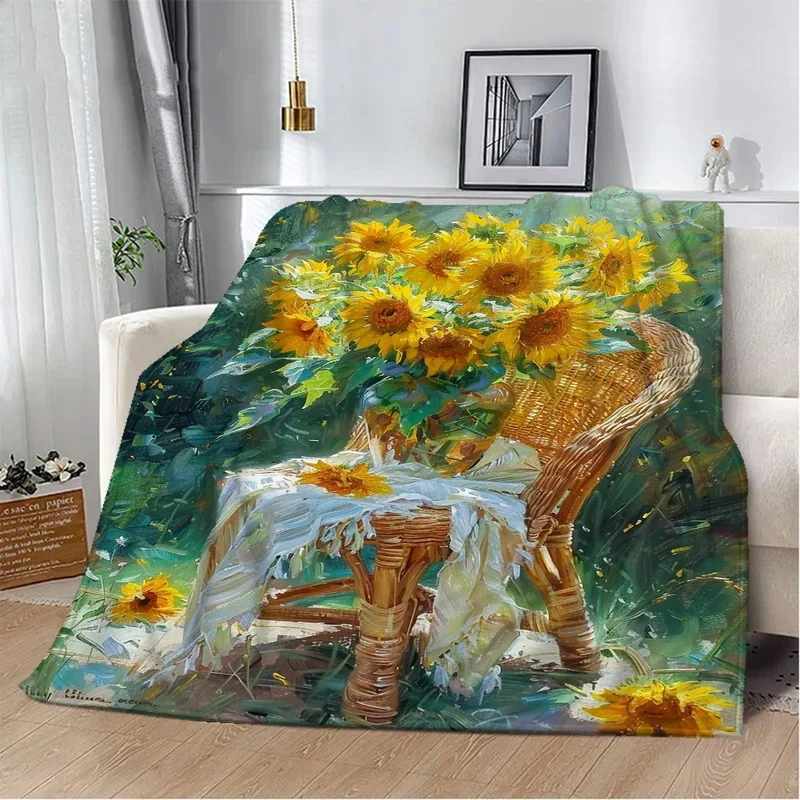 Sunflower home interior plush blanket king fluffy soft blanket adults luxury bed beach towel throw sheet knee