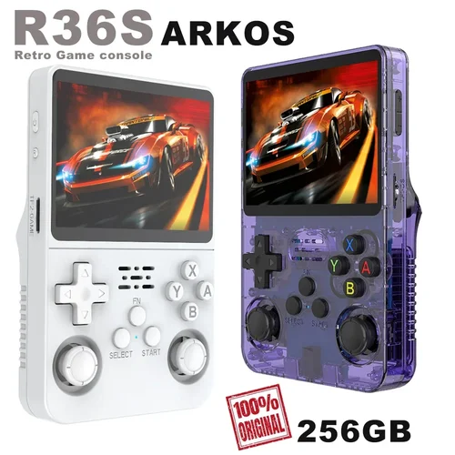 Consola de juegos portátil retro R36S 3,5 ''IPS, más de 15000 juegos, reproductor de bolsillo portátil Linux, 64G/128G/256G RK3326, ARKOS original