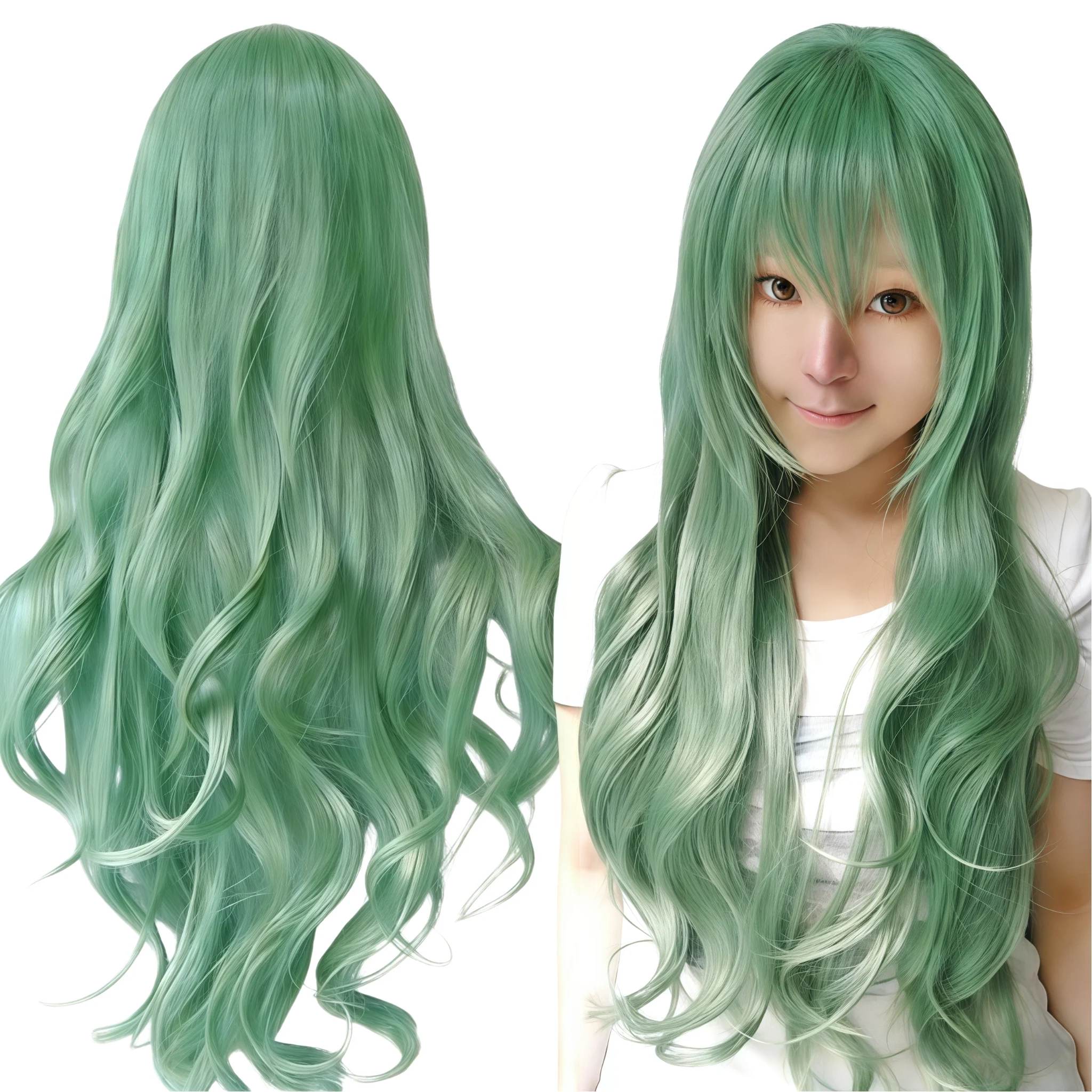 Peluca de pelo sintético verde menta para Cosplay, peluca de Nelliel Tu Odelschwanck, pelo rizado de Lolita, pelucas de Anime, peluca de disfraz de Tatsumaki para Halloween