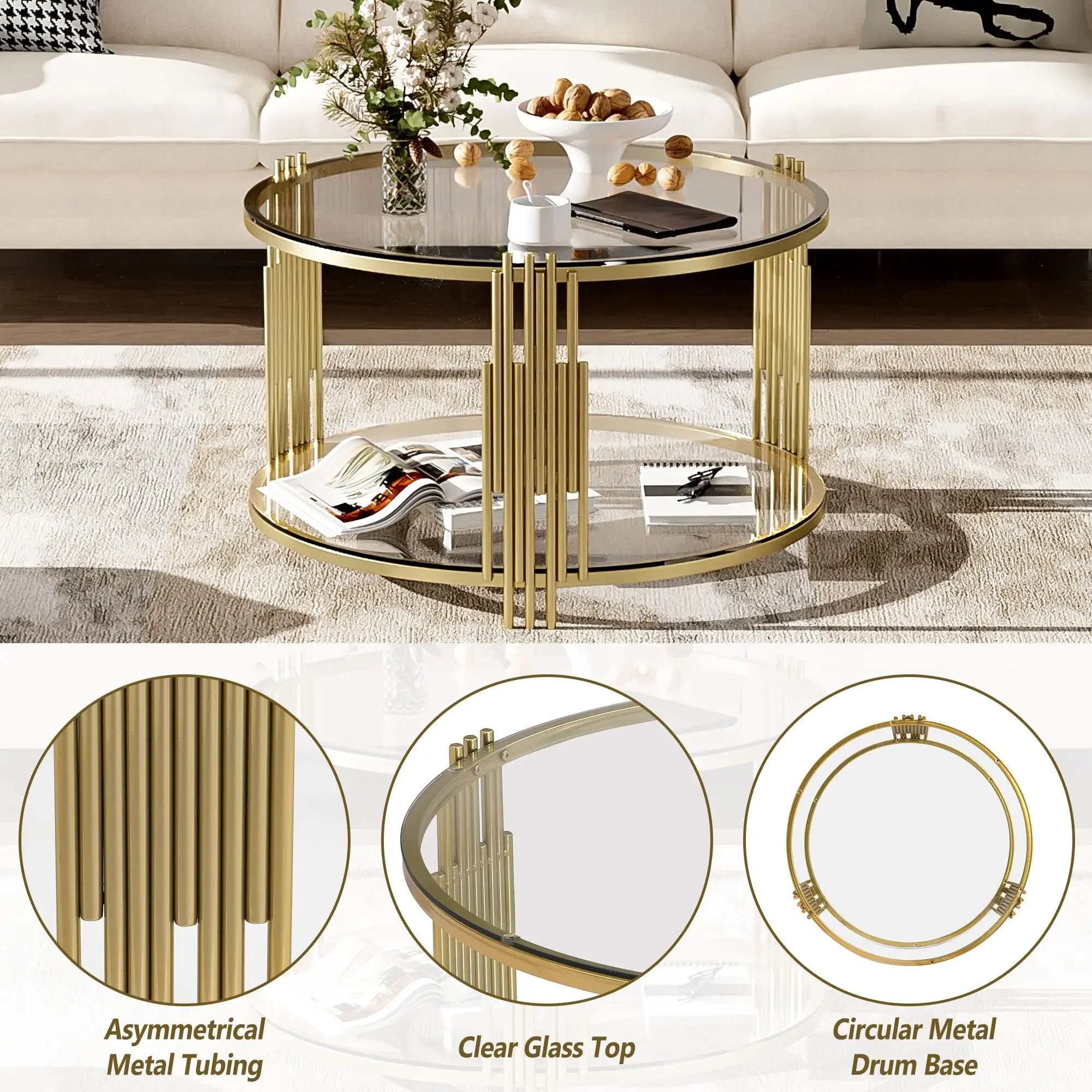 Modern Glass Coffee Table in 31.5